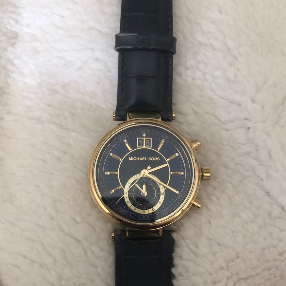 Michael kors navy crocodile watch